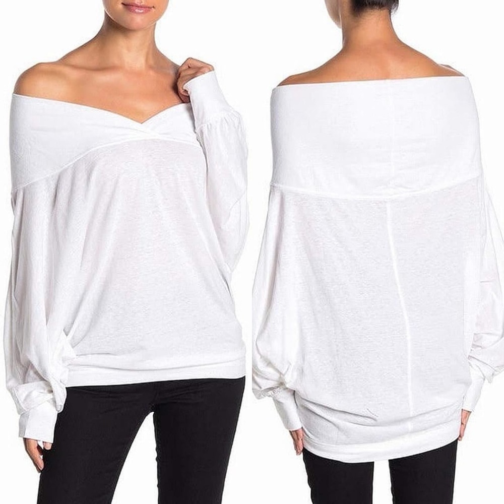 Free People Sequoia Wide Neck Top White